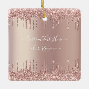 Roos Gold Blush glitter Sparkle Drift Custom Text Keramisch Ornament