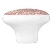 Roos Gold Blush glitter Sparkle Drift Custom Text Keramische Knop (Zijkant)