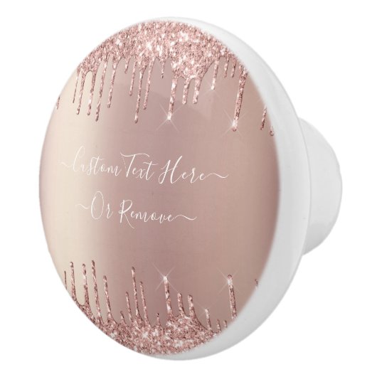 Roos Gold Blush glitter Sparkle Drift Custom Text Keramische Knop (Rechts)