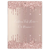 Roos Gold Blush glitter Sparkle Drift Custom Text Klembord (Achterkant)