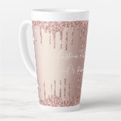 Roos Gold Blush glitter Sparkle Drift Custom Text Latte Mok (Linkerhoek)