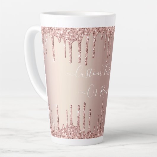 Roos Gold Blush glitter Sparkle Drift Custom Text Latte Mok (Linkerhoek)