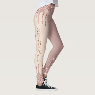Roos Gold Blush glitter Sparkle Drift Custom Text Leggings