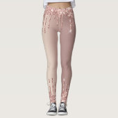Roos Gold Blush glitter Sparkle Drift Custom Text Leggings (Voorkant)