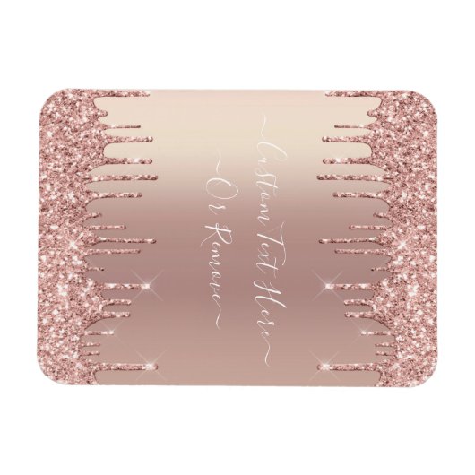 Roos Gold Blush glitter Sparkle Drift Custom Text Magneet (Horizontaal)