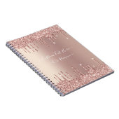 Roos Gold Blush glitter Sparkle Drift Custom Text Notitieboek (Rechterzijde)