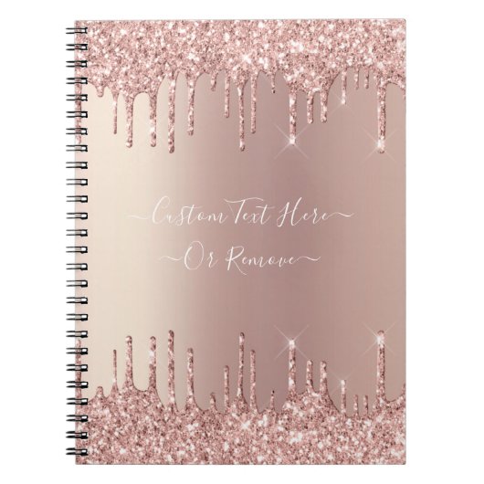 Roos Gold Blush glitter Sparkle Drift Custom Text Notitieboek (Voorkant)