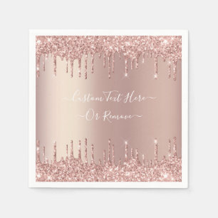 Roos Gold Blush glitter Sparkle Drift Custom Text Servet