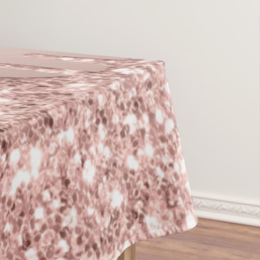 Roos Gold Blush glitter Sparkle Drift Custom Text Tafelkleed (Voorbeeld)