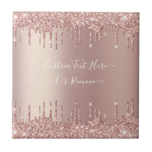 Roos Gold Blush glitter Sparkle Drift Custom Text Tegeltje