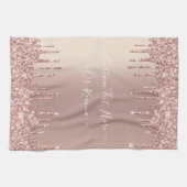 Roos Gold Blush glitter Sparkle Drift Custom Text Theedoek (Horizontaal)