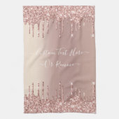 Roos Gold Blush glitter Sparkle Drift Custom Text Theedoek (Verticaal)