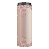 Roos Gold Blush glitter Sparkle Drift Custom Text Thermosbeker (Achterkant)