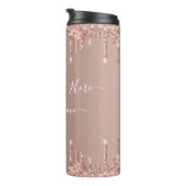 Roos Gold Blush glitter Sparkle Drift Custom Text Thermosbeker (Geroteerd rechts)