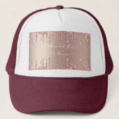 Roos Gold Blush glitter Sparkle Drift Custom Text Trucker Pet (Voorkant)