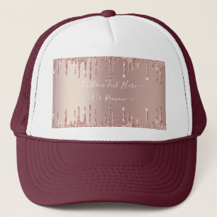 Roos Gold Blush glitter Sparkle Drift Custom Text Trucker Pet
