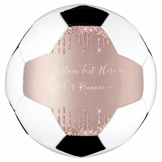 Roos Gold Blush glitter Sparkle Drift Custom Text  Voetbal (Voorkant)