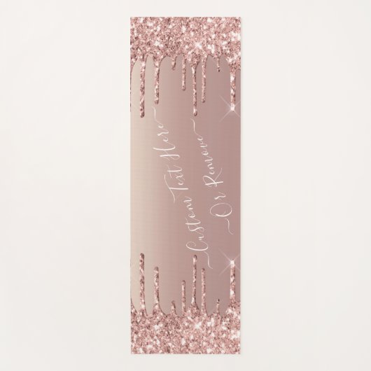 Roos Gold Blush glitter Sparkle Drift Custom Text  Yogamat (Voorkant)
