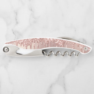 Roos Gold Blush Glitter Sparkle Drift Moderne Kurkentrekker