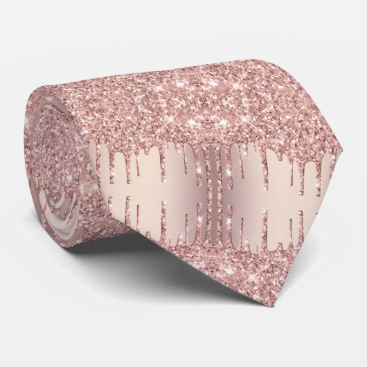 Roos Gold Blush Glitter Sparkle Drift Stropdas (Opgerold)