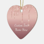 Roos Gold Blush Glitter Sparkle Drift Text Weddens Keramisch Ornament (Links)