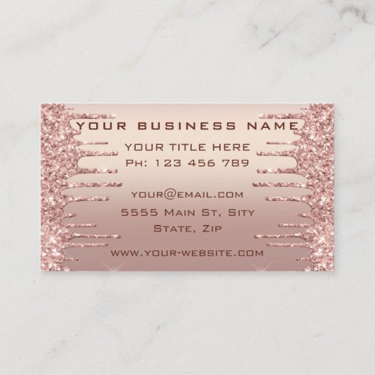 Roos Gold Blush Glitter Sparkle Drijft uw Logo Visitekaartje (Achterkant)