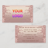 Roos Gold Blush Glitter Sparkle Drijft uw Logo Visitekaartje (Voorkant / Achterkant)