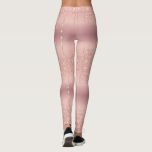 Roos Gold Blush glitter Sparkle Drip Party Legging