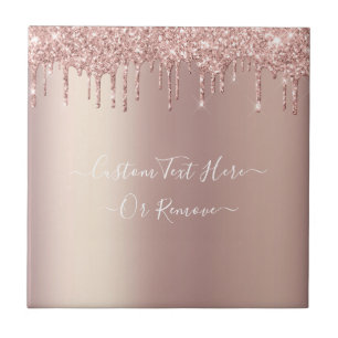 Roos Gold Blush Glitter Sparkle Drivers - Jouw tek Tegeltje