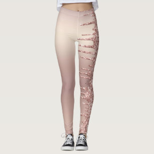 Roos Gold Blush Glitter Sparkle Drivers - Tekst/na Leggings