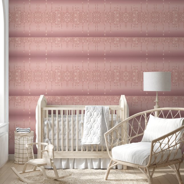 Roos Gold Blush Glitter Sparkly Drips Behang (Kinderen)