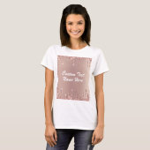 Roos Gold Blush Glitter T-Shirt met aangepaste tek (Voorkant volledig)