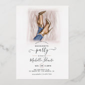 Roos Gold Blush & Gold Monogram Chic Bachelorette Folie Uitnodiging (Achterkant)