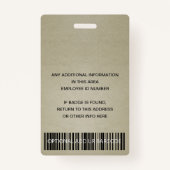 ROOS GOLD BLUSH GREEN WERKNEMER FOTO BAR CODE NAAM BADGE (Achterkant)