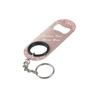 Roos Gold Blush Jouw tekst Sleutelhanger Mini Flessenopener