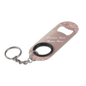 Roos Gold Blush Jouw tekst Sleutelhanger Mini Flessenopener (Voorkant Gekanteld)