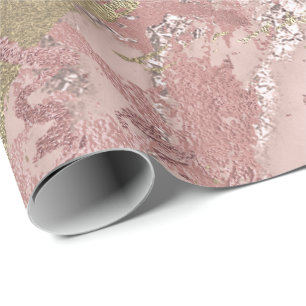Roos Gold Blush Marble Shiny Metallic Stroke Mauve Cadeaupapier