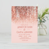 Roos Gold Blush Mermaid Glitter Gradient Weddensch Kaart (Staand voorkant)