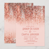 Roos Gold Blush Mermaid Glitter Gradient Weddensch Kaart (Voorkant / Achterkant)