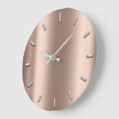 Roos Gold Blush Metallic White Silver Grey Minimal Grote Klok (Hoek)