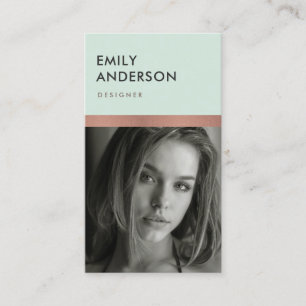 ROOS GOLD BLUSH MINT GREEN PERSOONLIJKE FOTO INSER VISITEKAARTJE