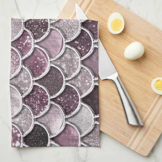 Roos Gold Blush Ombre Glitter Mermaid Scales Theedoek (Quarter Fold)