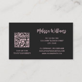 Roos Gold Blush Pink Black Floral | QR-code Visitekaartje (Achterkant)