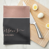 ROOS GOLD BLUSH PINK COPPER SILVER BLACK STRIPS THEEDOEK (Quarter Fold)