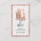 Roos Gold Blush Pink Floral Custom Cake Bakery Visitekaartje (Voorkant)