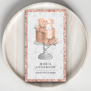 Roos Gold Blush Pink Floral Custom Cake Bakery Visitekaartje