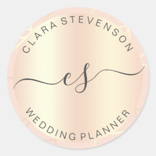 Roos Gold & Blush Pink geometrische weddingplanner Ronde Sticker