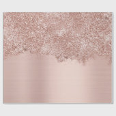 Roos Gold Blush Pink Girly Glitter Dust Cadeaupapier (Vlak)