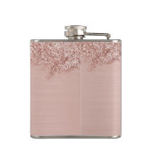 Roos Gold Blush Pink Girly Glitter Dust Monogram Heupfles (Achterkant)