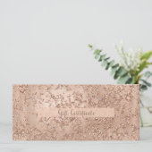 Roos Gold Blush Pink Glam Sparkle Gift Certificate (Staand voorkant)